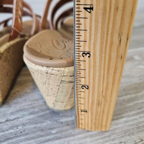 Skechers Tiger Posse Luggage Slide Cork Wedge Vegan Strappy Sandals Beverlee 8 - Picture 9 of 15